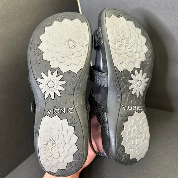 Vionic Womens size 8 Amber Black Comfort Croc Jeweled Strappy Slingback Sandals - Picture 10 of 12